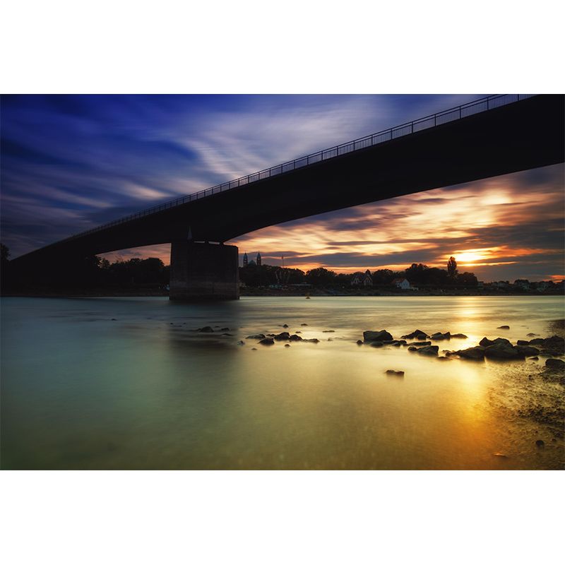 Contemporary Stone Bridge Wallpaper Architecture Mural Stain Resistant for Bedroom