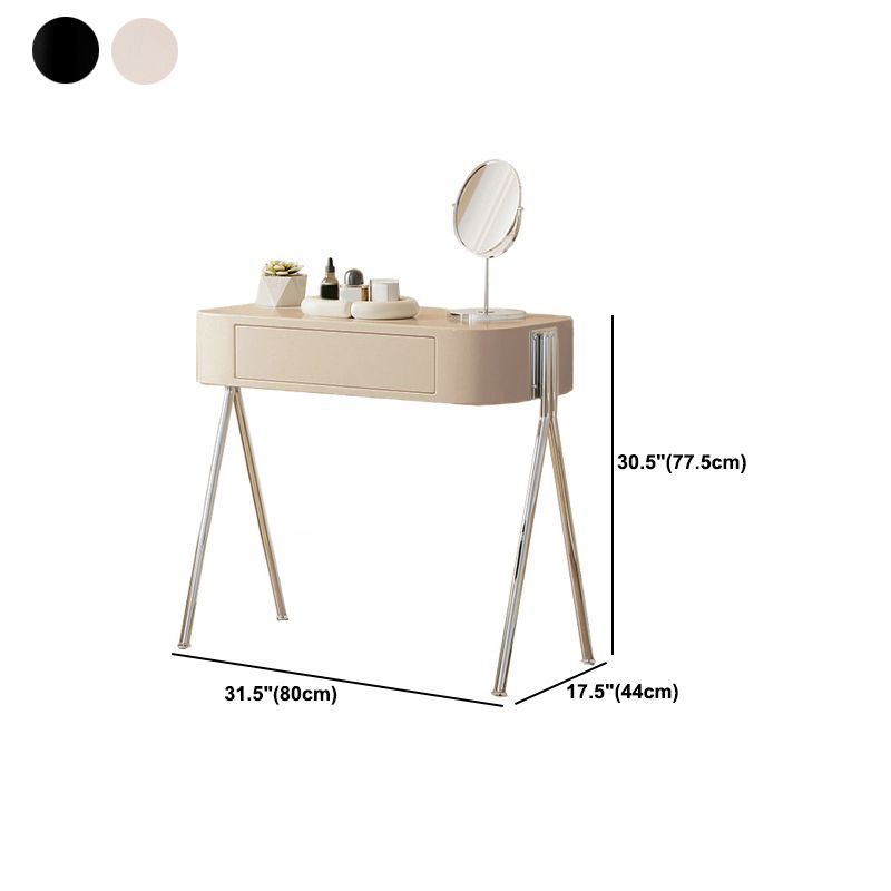 Engineered Wood Vanity and Stool in Black/Beige Dressing Table
