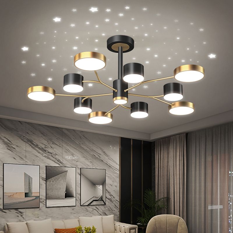 Araña contemporánea de metal redondeo de metal lámparas colgantes para dormitorio de sala de estar