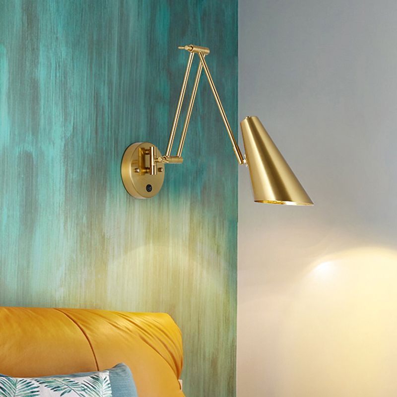 Post-Modern Wall Light Fixture Swing Arm Wall Sconce with Metal for Bedroom