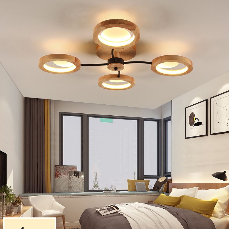 Cercle en bois semi-luminaire de plafonnier moderne LED LED WOOD SEMI FUX LEILTURE