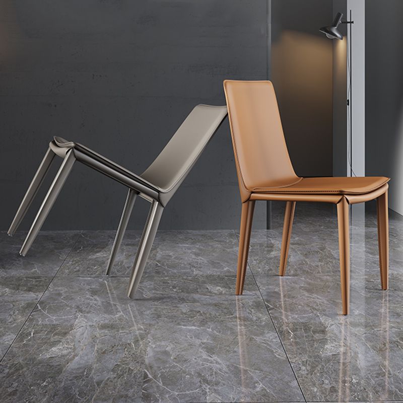 Glam Dining Room Side Chairs Leather Armless Dining Chairs for Home
