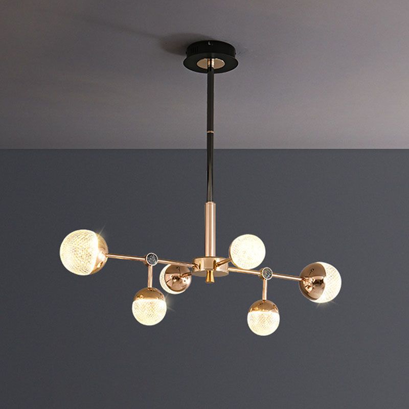 Sputnik Design Salon Kronleuchter klares Acryl -Multi -Lichter postmoderne Deckenleuchte in Gold