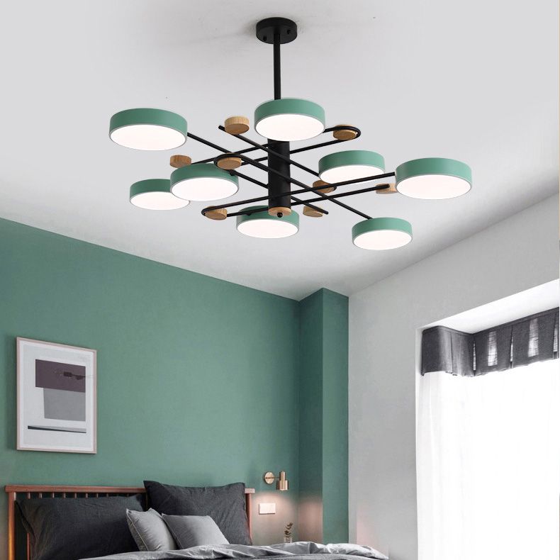 Modern Style Cylinder Ceiling Suspended Lighting Metal Multi Lights Pendant Lamp