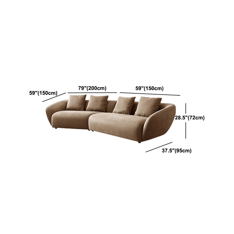 Nordic Wooden 3 Seater Sofa Chaise Dark Brown Sloped Arm Sofa