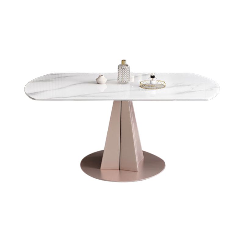 Modern Pedestal Casual Dining Table Round Dining Table with Stainless Steel Base
