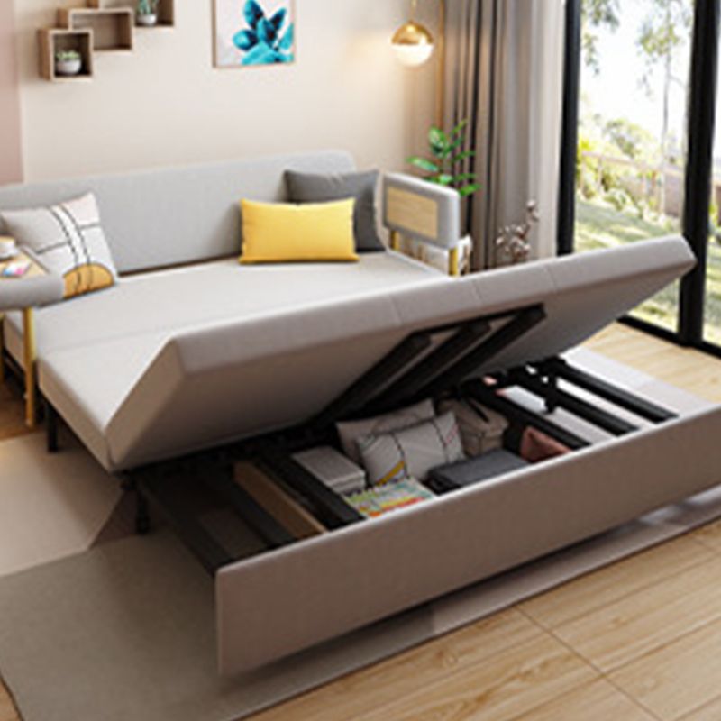 Linen Square Arm Sofa Bed 35.43" Wide Contemporary Convertible Sofa