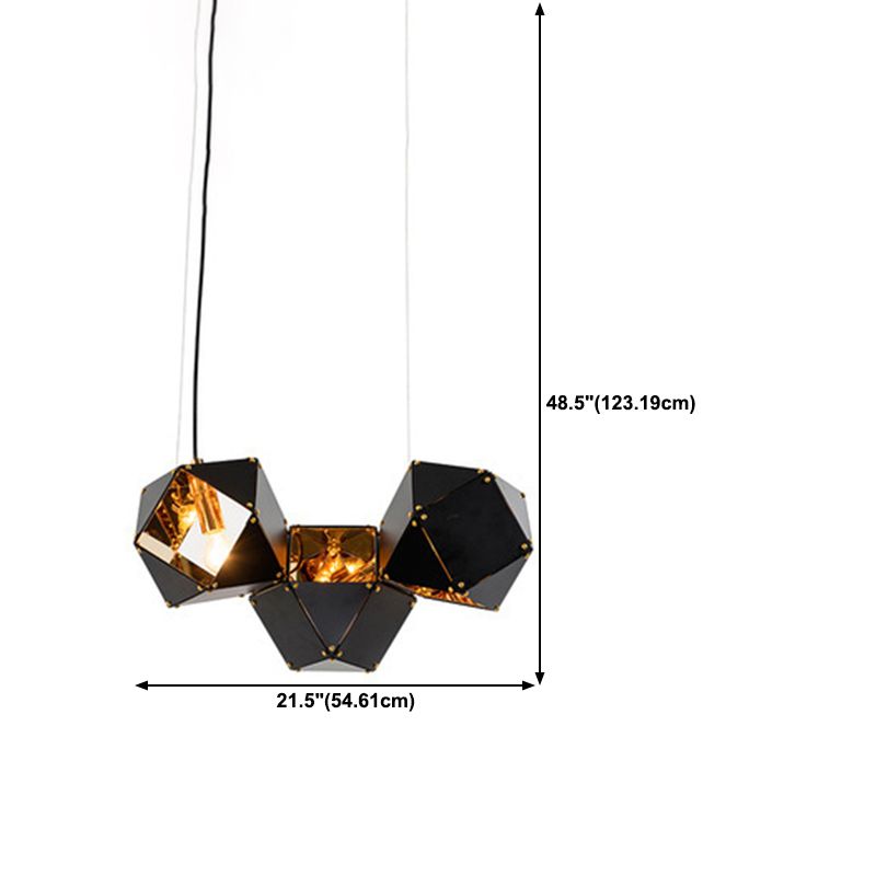 Contemporary Iron Kitchen Island Ceiling Light Geometric Island Hanging Light in Black
