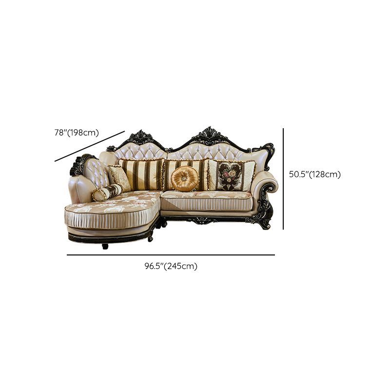 Traditional Slipcovered Cushions Sectionals & Chaise Tufted Rolled Arm Sectional Sofa