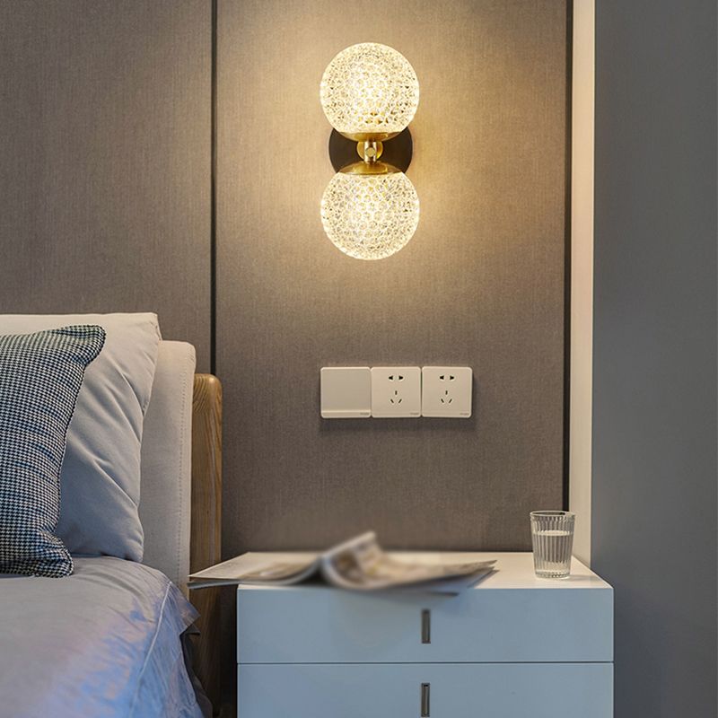 Modern Style Wall Light Ball Shade in Gold Sconces for Bedroom
