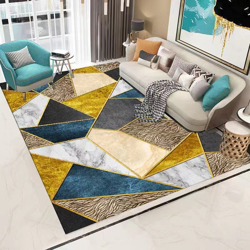 Yellow Gorgeous Rug Polyester Tree Rug Non-Slip Backing Rug for Living Room