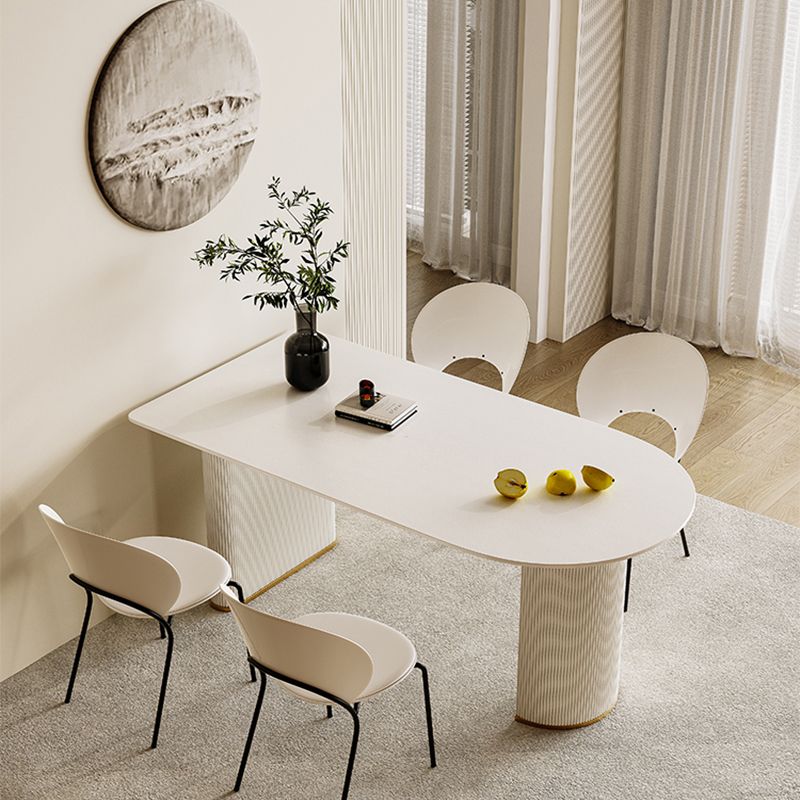 Slate and Metal Table Glam Style Simple Restaurant White Dining Table