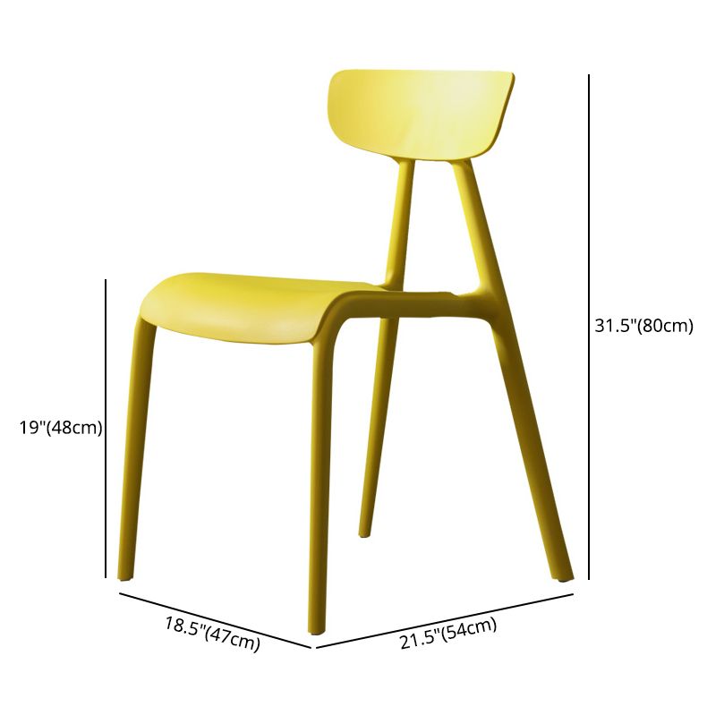 Minimalistische stijl Plastic armloze stoel Open achterste Dining zijstoel voor thuisgebruik