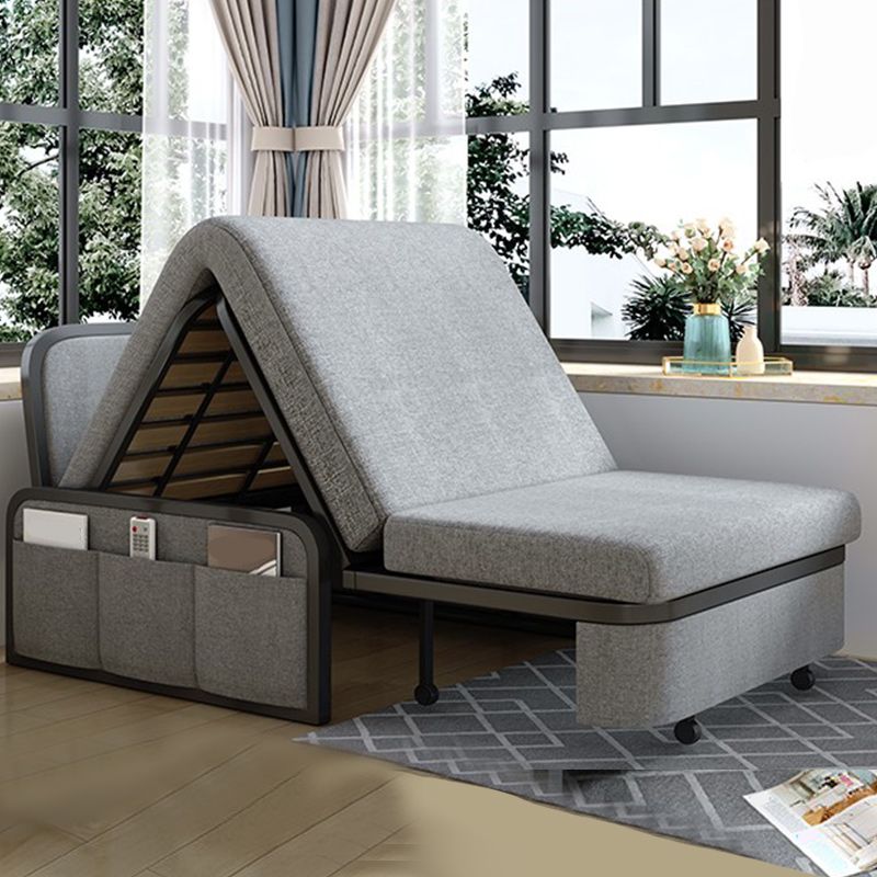 Linen Contemporary Armless Sofa Bed Foldable Convertible Sofa for Apartment, Washable