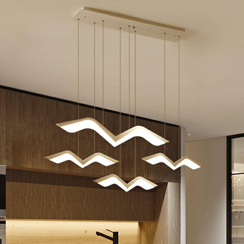 White Gull Shaped Cluster Pendant Nordic LED Acrylic Ceiling Hang Light over Dining Table
