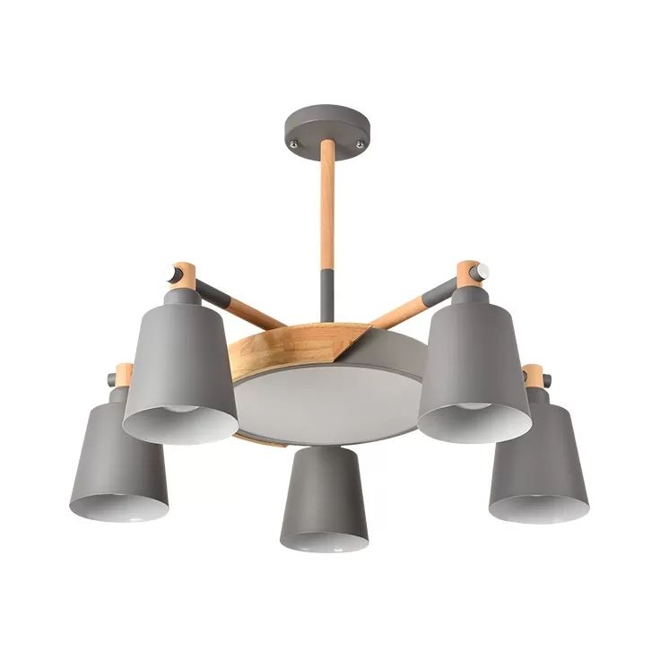 Metal Bell Hanging Light Office Restaurant Nordic Style Chandelier in Grey Finish