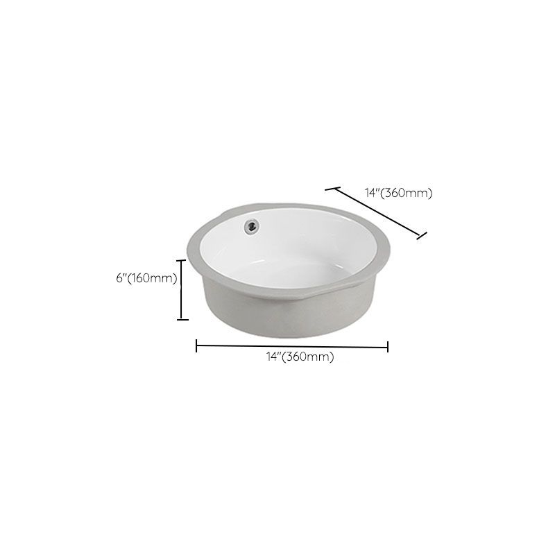 Circular Bathroom Sink Modern White Vitreous China Drop-in Bathroom Sink