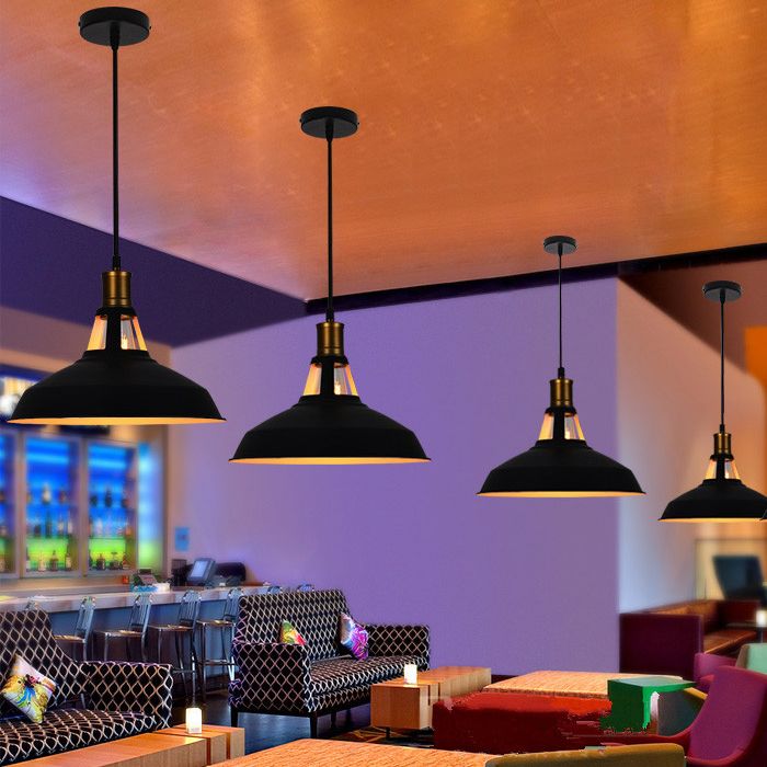 Lampada in ferro battuto a sospensione industriale a sospensione retrò per caffettiera