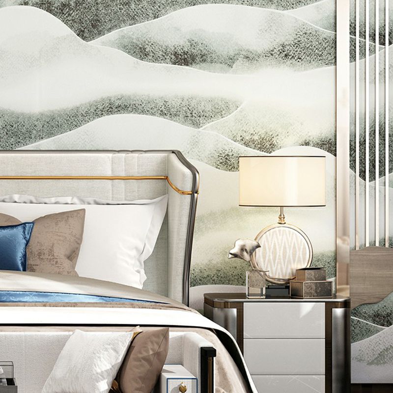 Soft Color Mountain Ranges Wallpaper Moisture Resistant Wall Covering for Bedroom