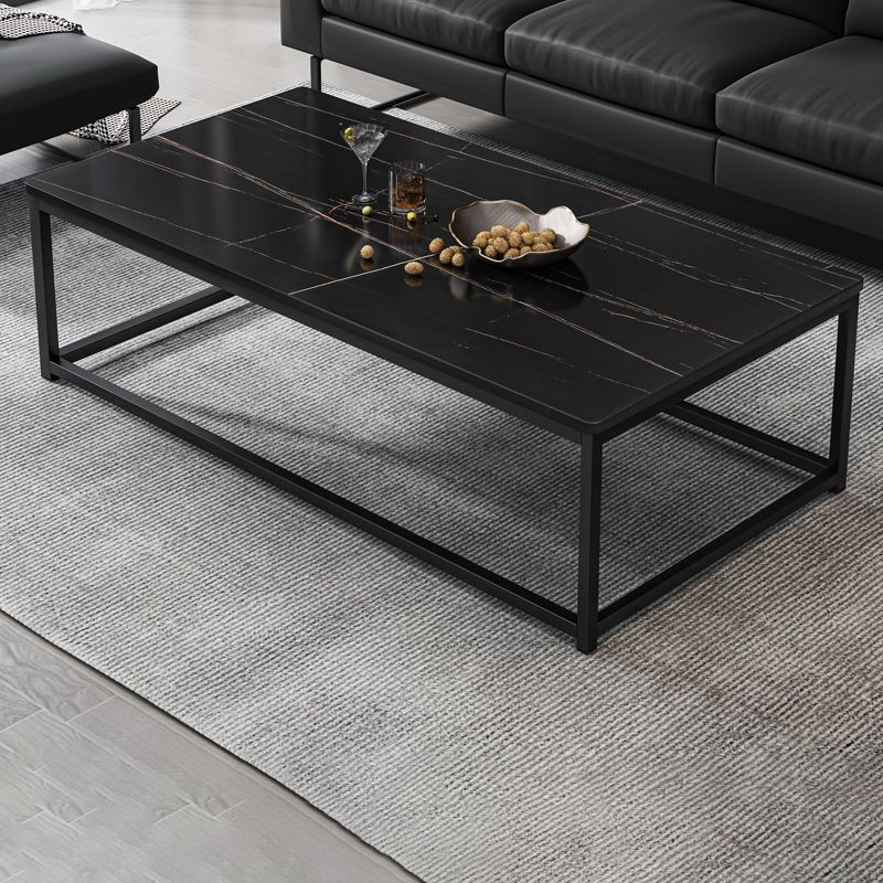 Trestle Type/frame Base Rectangular Slate Table Board Glam Style Coffee Table