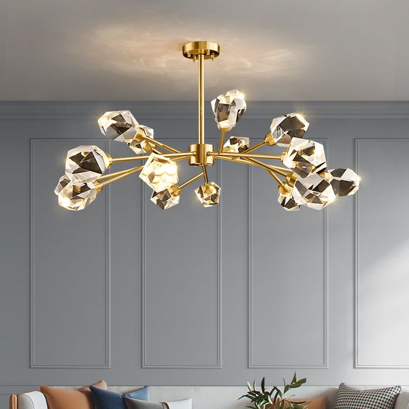 Modern Luxury LED Pendant Light Metal Indoor Chandelier with Crystal Shade