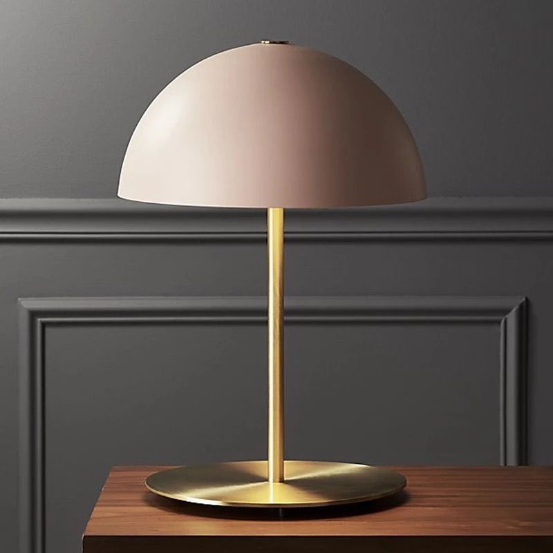 1 Head Study Task Lighting Modernism Pink Night Table Lamp with Hemisphere Metal Shade