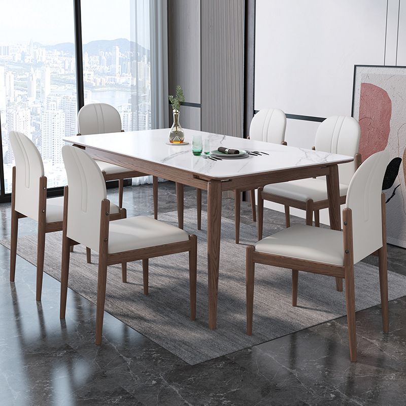 Modern Kitchen Dining Room Set with Sintered Stone Top and Solid Wood Base Dining Furniture