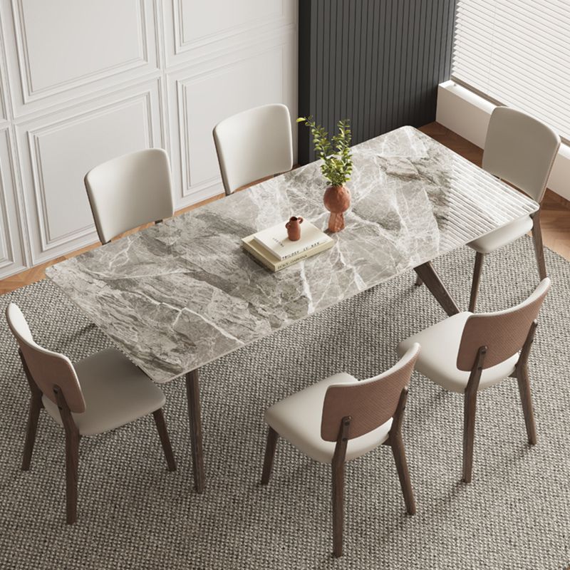 Modern 1/4/5/7 Pieces Dining Furniture Stone Rectangle Dining Table Set in Gray