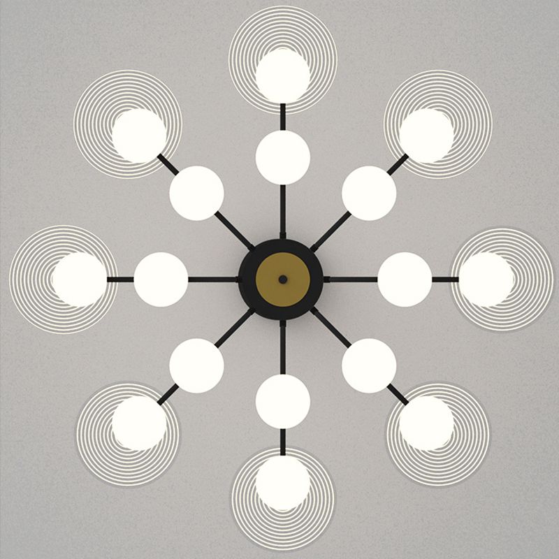 Bloemen woonkamer kroonluchter verlichting acryl minimalistische led hanger lamp in black-gold