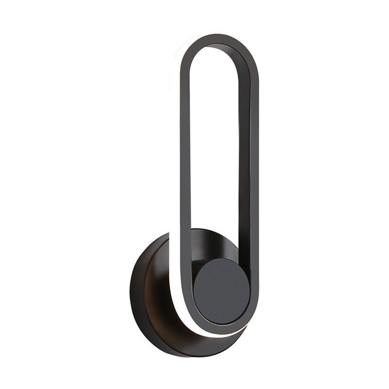 Lacquered Iron Black LED Wall Sconce in Modern Concise Style Silicone Oval Rotatable Wall Lamp