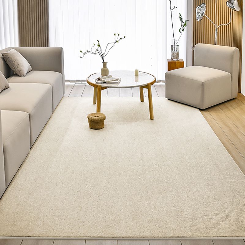 Modern Living Room Area Rug Solid Color Polyester Area Carpet Stain Resistant Rug