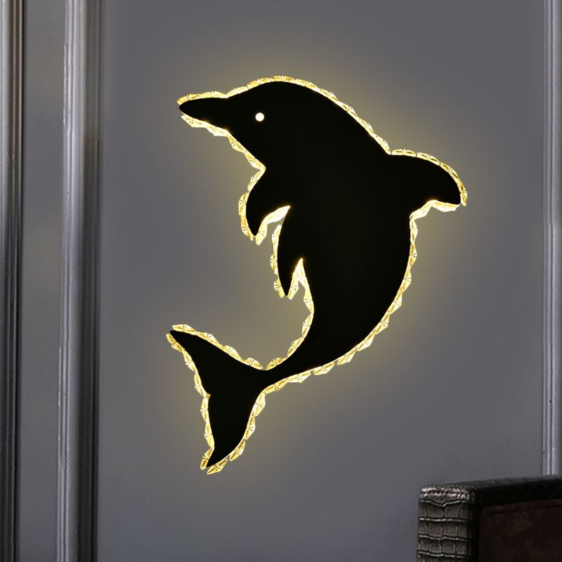 Dolphin Crystal Block Flush Wall Sconce Moderniste LED Idées d'éclairage mural en acier inoxydable