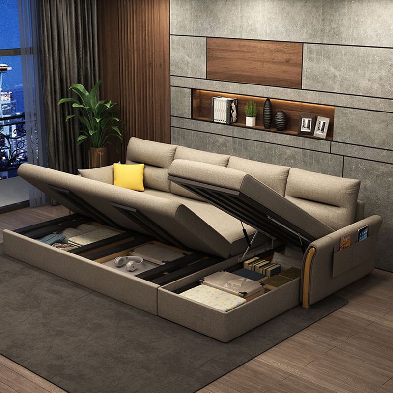 Modern Convertible Futon Sofa Bed 4-seater Settee Furniture with Bolster Pillows