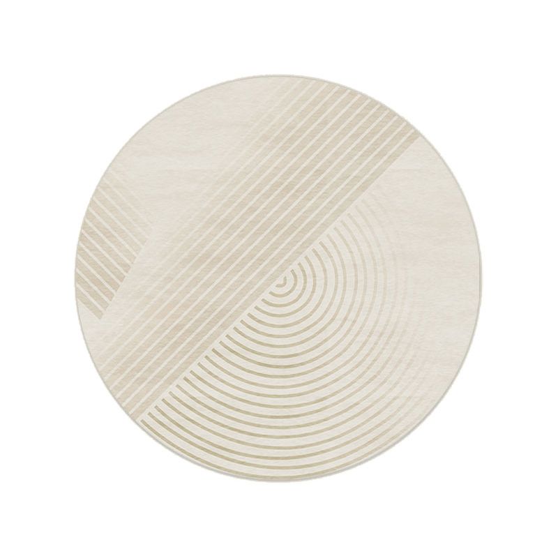 Beige Modern Area Rug Stripe Pattern Polyester Area Carpet Non-Slip Backing Rug for Living Room