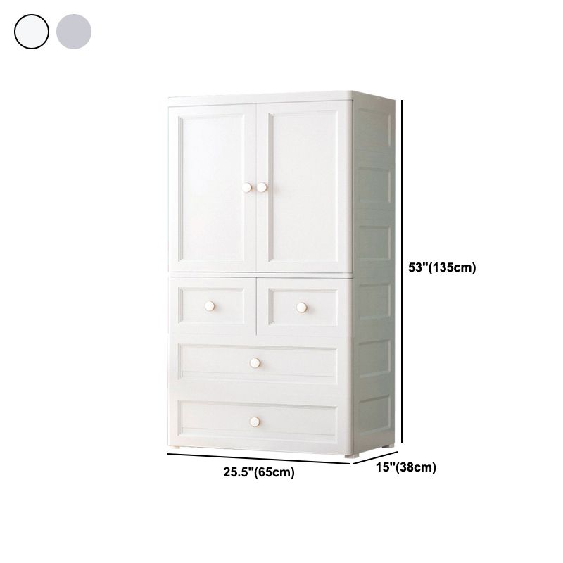 White and Grey Wardrobe Armoire Contemporary Plastic Wardrobe