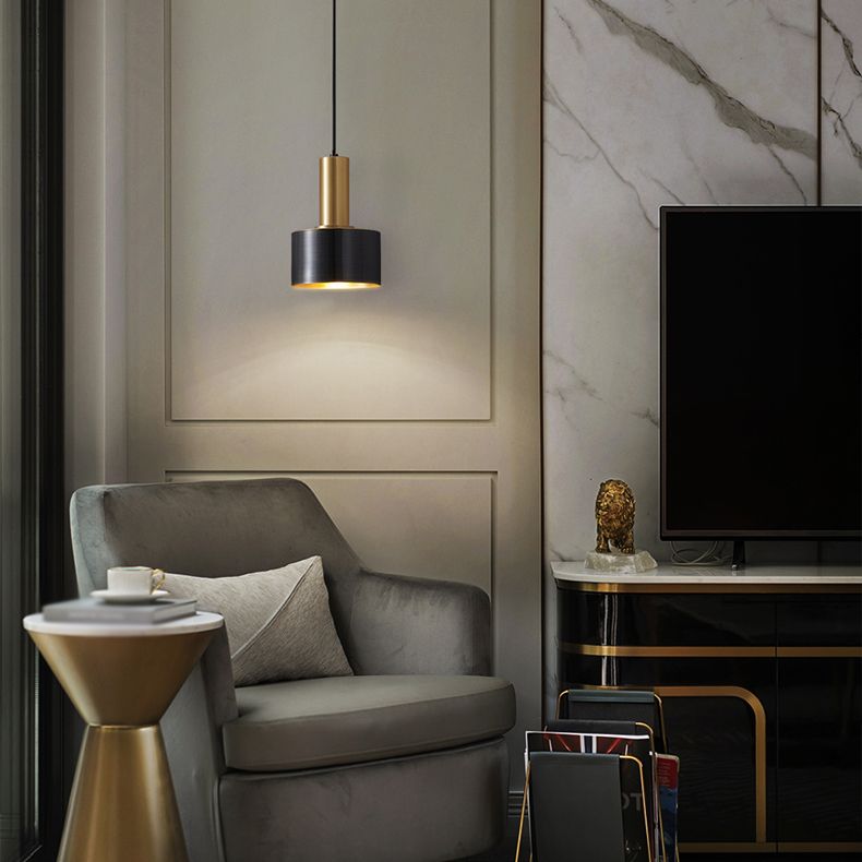 Moderne künstlerische zylindrische Hanglampe Kupfer -Einzelheizlicht für Schlafzimmer