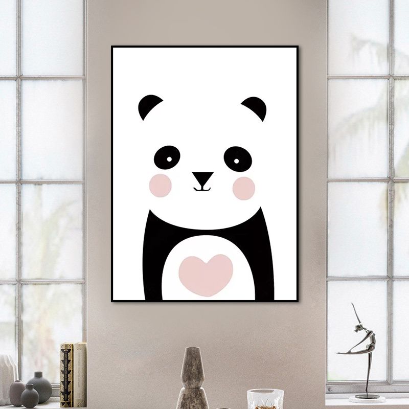 Modern Cute Panda Wall Decor Canvas Decorative White Art Print for Nursery, Multiple Sizes