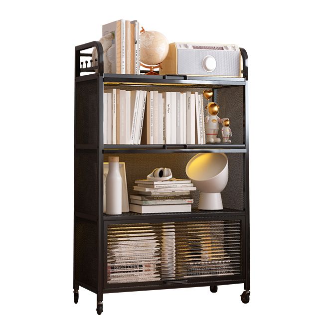 Modern Style Bookshelf Metal Closed Back Bookcase with Door for Office