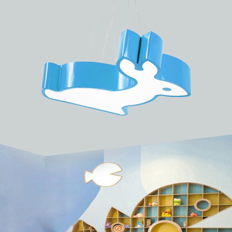 Rabbit Sleeping Room Ceiling Lamp Acrylic Kids Style LED Pendant Chandelier in Red/Blue/Yellow