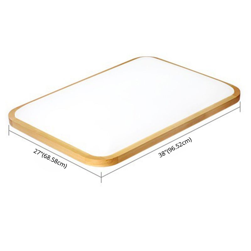 Rechteckige Deckenleuchte aus Holz mit abgerundeten Ecken, moderne LED-Einbauleuchte für Schlafzimmer