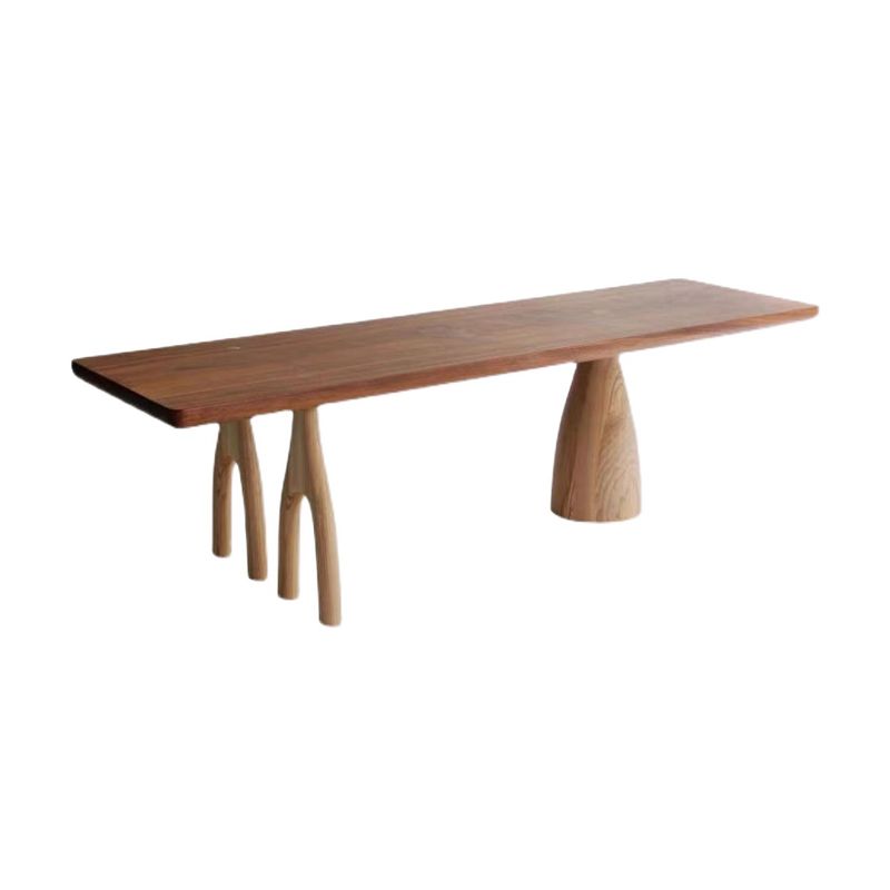 Mesa de comedor rectangular de lujo tradicional, mesa de madera maciza de pino con 3 patas para comedor