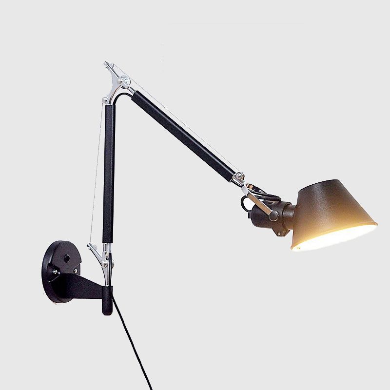 Black Geometric LED Wall Lamp in Modern Minimalist Aluminium Wall Light for Bedroom