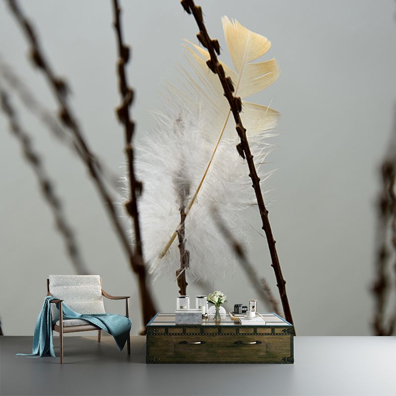 Feather Mural Wallpaper for Living Room Decor, Water Resistant, Made to Measure