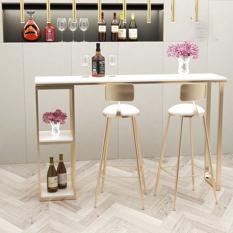 1/2/3 Piece Marble Bar Table Set Matte Finish Upholstered Bar Stool and Table Set