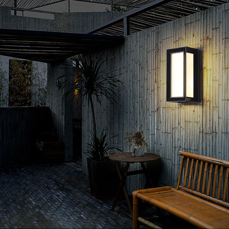 Modern Simple Style Rectangular Shade Wall Sconce Metal 1 Light Sconces in Black Finish