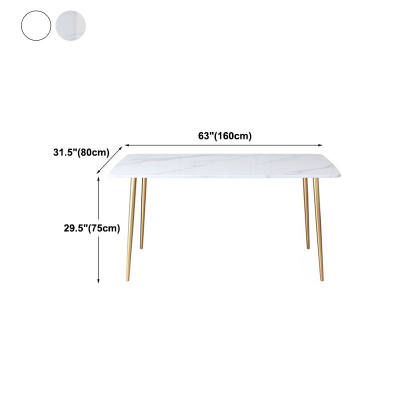 Glam Rectangle Dining Table Set 1/2/5 Pieces Dinette Set with White Sintered Stone Top