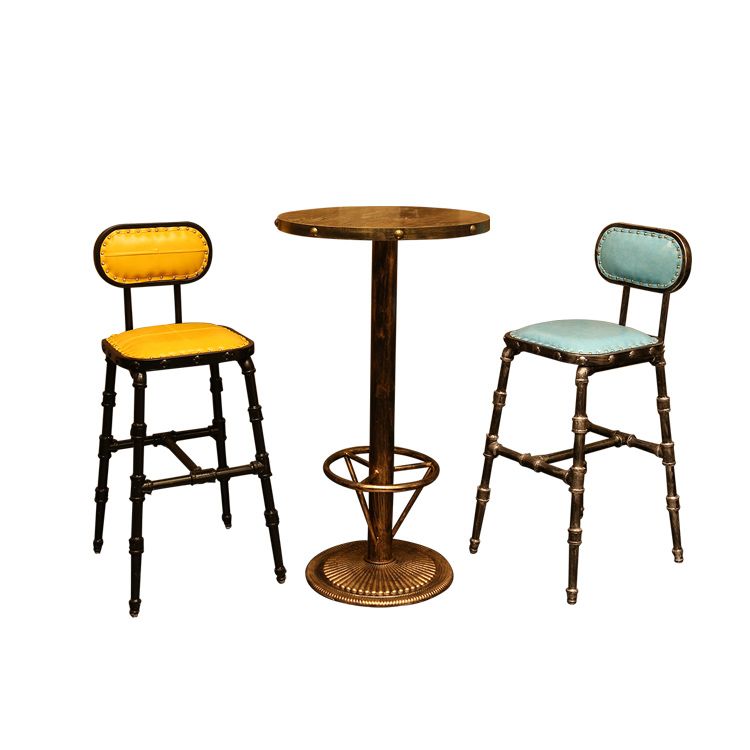 Industrial 1/2/3 Pieces Solid Wood Bar Table Set Round Bistro Set for Home Use