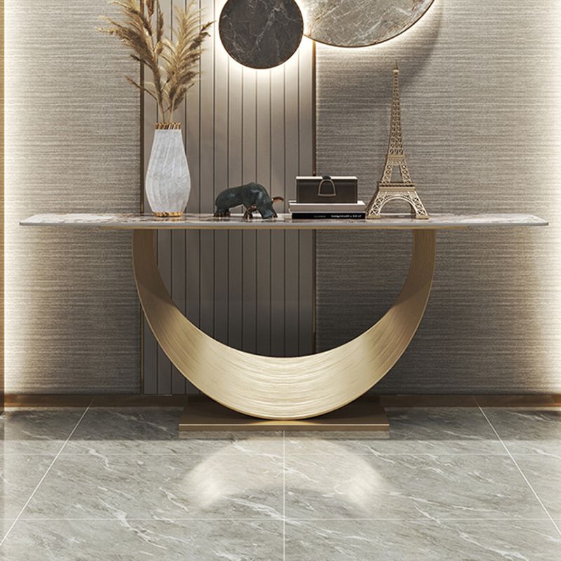Rectangle Shape Contemporary Console Table Gold Stone Console Sofa Table for Hall