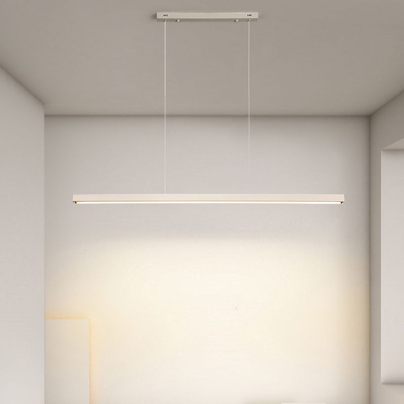 Modern Metal Pendant Lighting Linear Shape Hanging with Acrylic Shade Light in White