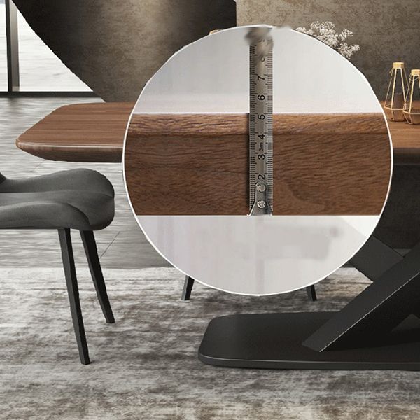 Industrial Dining Table Brown Wood Top Rectangle Dining Table for Kitchen